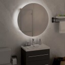 vidaXL Baderomsskap med rundt speil og LED eik 47x47x17,5 cm