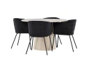 Venture Home Lanzo Spisegruppe 120 cm Rund med 4 Berit stoler Whitewash/Sort