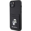 Karl Lagerfeld Mobildeksel til iPhone 15 6.1" Svart Saffiano med Kortholder og Metallpin