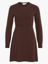 Vila Kerry O Neck Long Sleeve Cable Knit Dress Brun S