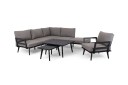 Brafab Villac soffgrupp Svart med beige dyna 3 sits divansoffa 2 st soffbord & fåtölj
