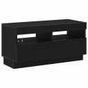  TV skap med LED  stripelys Svart 80 x 35 x 40 cm Konstruert tre