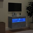 vidaXL Vegghengt TV-benk med LED-lys betonggrå 60x30x40 cm 8721012257733