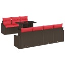 vidaXL Hagesofa Set 8 stk. Brun og rød polyrotting