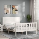 vidaXL Sengeramme med hodegavl hvit 140x200 cm heltre