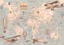 Animal World Map for Kids Room Plakat Plakat / 21x30cm