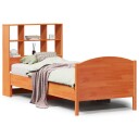  Seng med bokhylle uten madrass voksbrun 100x200 cm heltre furu 8721158619082