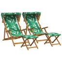 vidaXL Hage Stol 4 pcs 3 Posisjon Solid Eucalyptus Tre Bladmønster