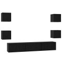  TV benksett Veggmontert 7 pcs Svart eik Medium 180 x 30 x 30 cm