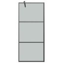 Dusjvegg med hylle svart 80x195 cm ESG-glass og aluminium