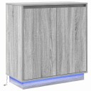  skap med LED grå Sonoma 71x34,5x75 cm laget av tre