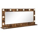  Sminkspeil med LED lamper Røkt Eik 100x45x18 cm