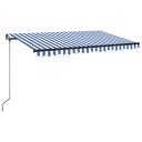 vidaXL Manuell uttrekkbar markise med LED 400x350 cm blå og hvit