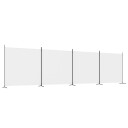 vidaXL Romdeler 4 paneler hvit 698x180 cm stoff