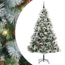 vidaXL Kunstig juletre Grønn og hvit 210 cm PVC og Metall og Plast