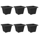 vidaXL Firkantet Blomsterpotte 6 pcs Svart 43 x 43 x 33,5 cm Plast