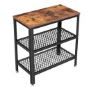 Sidebord med 2 nettinghyller   Rustikk brun/svart