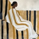 Lady In Stripes Poster Plakat / 30x30cm