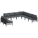  Hagesofa Set 9 pcs Antrasitt Stål