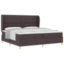  Box Spring Seng med Madrass   Mørk Brun 200x200 cm Stoff