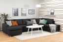 Crazy 5 seters Høyrevendt U formet X Large Sofa med Divan og Sjeselong i Stoff   Antrasitt