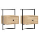  Nattbord 2 stk veggmontert sonoma eik 35x30x51cm konstruert tre