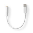 Nedis USB-C™ Adapter | USB 2.0 | USB-C™ Hann | 3.5 mm Hun | 0.10 m | Rund | Nikkel belagt | PVC | Hvit | Boks