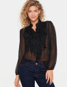 Saint Tropez Liljasz Crinkle Ls Shirt - Black - M