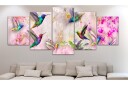 Bilde Colourful Hummingbirds 5 Parts Wide Pink 200x100 Artgeist sp. z o. o.