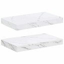  Vegghylle 2 pcs Hvit marmor 40 x 23,5 x 4 cm Konstruert tre
