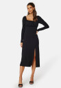 BUBBLEROOM Neija Square Neck Midi Dress Black XS