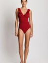 Lauren Ralph Lauren Swimwear Lrl Beach Club Ruffle Surplice Uw S Red 38