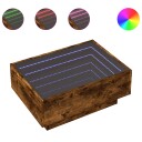  Salongbord med LED røkt eik 70x50x30 cm konstruert tre 847515