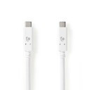 Nedis USB-kabel | USB 3.2 Gen 2 | USB-C™ Hann | USB-C™ Hann | 100 W | 4K@60Hz | 10 Gbps | Nikkel belagt | 1.00 m | Rund | PVC | Hvit | Boks