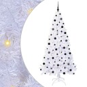  Kunstig juletre med 300 LED med stativ Hvit 210 cm PVC og stål