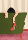 Woman Resting Red Heels Plakat / 70x100