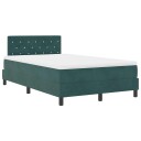  Box Spring Seng med Madrass og LED Mørkegrønn 120x200 cm Fløyel