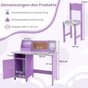 Barneskrivebordsett med stol – lilla oppbevaring og whiteboard