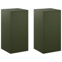 vidaXL Planteholder 2 pcs Olivengrønn 30 x 30 x 60 cm Stål