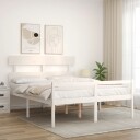 vidaXL Sengeramme med hodegavl hvit 160x200 cm heltre