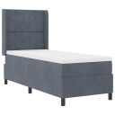  Box Spring Seng med Madrass og LED Mørk Grå 80x200 cm Fløyel