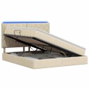 vidaXL LED lagringseng med madrass Krem 160 x 200 cm Stoff