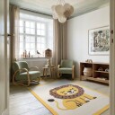 Barneteppe Lion Hand Tufted Wool Premium beige/multi Størrelse: 140 x 200 cm