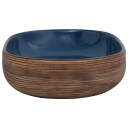 vidaXL Benkeservant brun og blå oval 59x40x14 cm keramikk