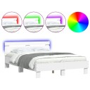  Sengeramme med hodegavl og LED hvit 135x190 cm 8721012247840