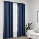 Vidaxl Lystette Gardiner Med Kroker Og Lin-Design 2 Stk Blå 140x245 Cm