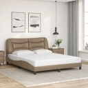  Sengeramme med LED-lys cappuccino 160x200 cm kunstig lær 8721012356603