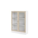 Base reol 2 glassd?rer hvit, eik struktur dekor.