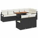 vidaXL Hagesofa Set 9 stk. 8-Antall seter Svart og krem