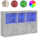 vidaXL Skjenk med LED-lys betonggrå 162x37x100 cm